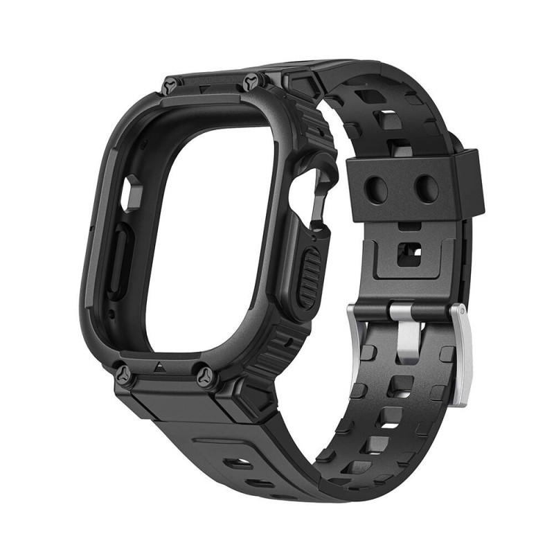 Bal-z Apple Watch Ultra 49mm Wiwu Wi-WB014 Armor Serisi 2in1 Sert PC Kasa Koruyuculu Silikon Kordon