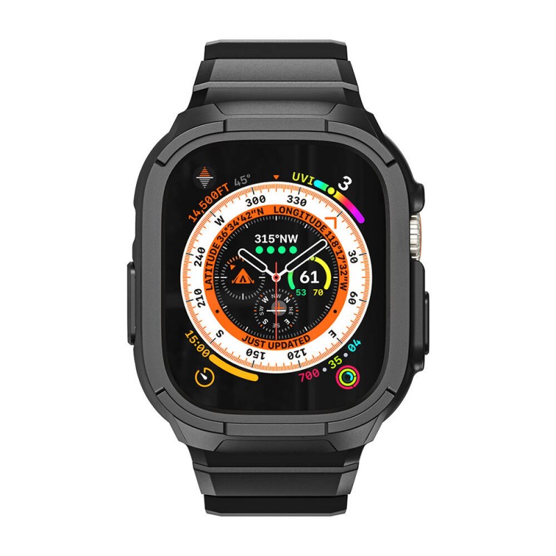 Bal-z Apple Watch Ultra 49mm Wiwu Wi-WB014 Armor Serisi 2in1 Sert PC Kasa Koruyuculu Silikon Kordon