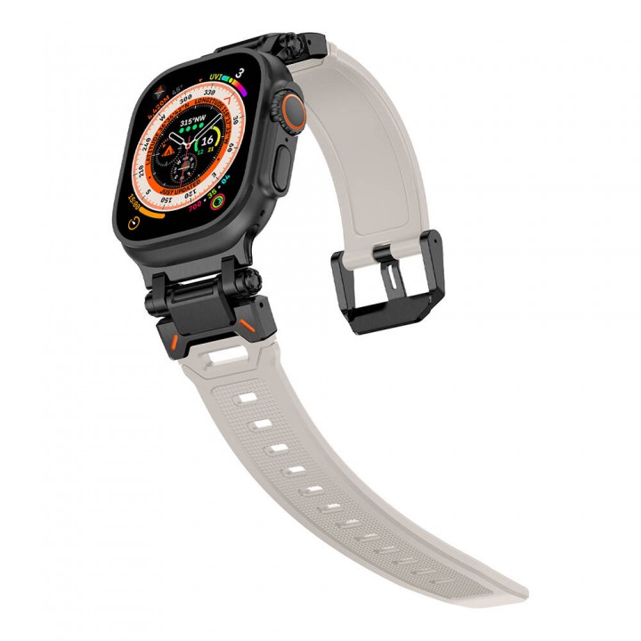 Apple Watch Ultra 49mm Zore KRD-101 Titanyum Metal Başlıklı Silikon Kordon