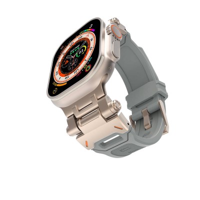 Bal-z Apple Watch Ultra 49mm  KRD-108 Metal Başlıklı Silikon Kordon