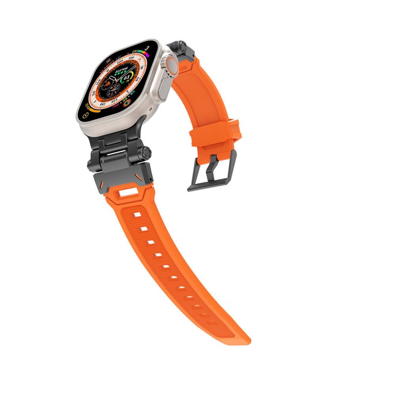 Bal-z Apple Watch Ultra 49mm  KRD-108 Metal Başlıklı Silikon Kordon