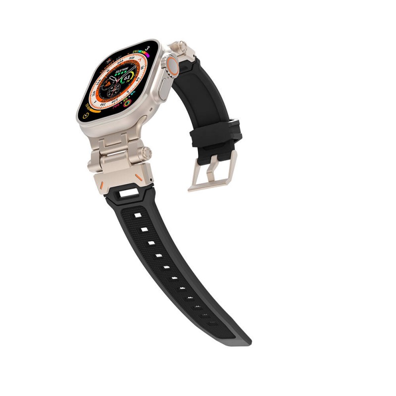 Bal-z Apple Watch Ultra 49mm  KRD-108 Metal Başlıklı Silikon Kordon