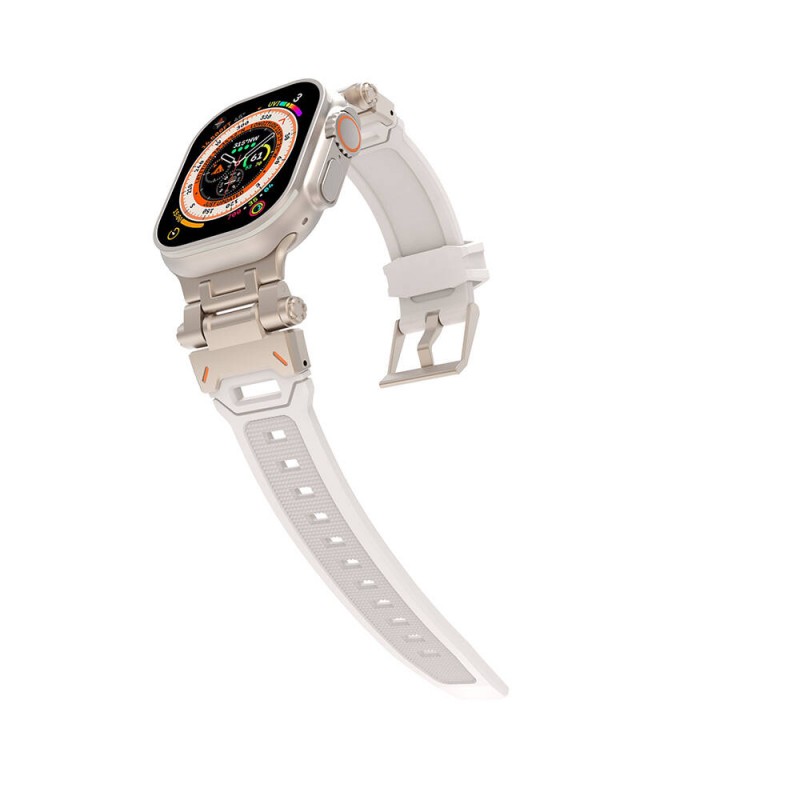 Bal-z Apple Watch Ultra 49mm  KRD-108 Metal Başlıklı Silikon Kordon