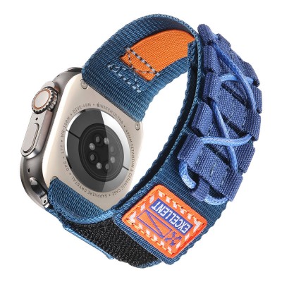 Bal-z Apple Watch Ultra 49mm  KRD-112 Orbital Örgülü Halat Tasarımlı Naylon Kumaş Hasır Kordon