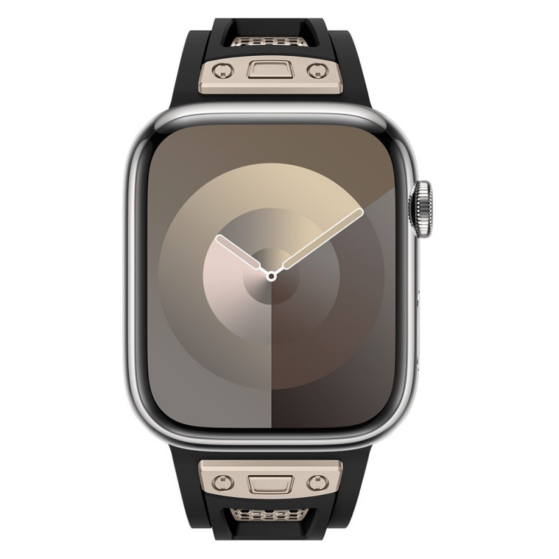 Bal-z Apple Watch Ultra 49mm Zore KRD-117 Hava Alabilen Delikli Metal Süslemeli Desenli Silikon Kordon