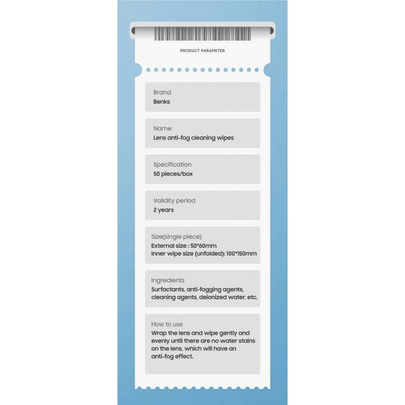 Bal-z ​Benks Anti-Fog Buğu Önleyici Temizlik Bezi