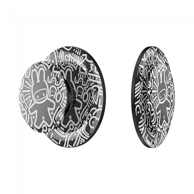 Benks Black and White Bunny Tasarımlı Magnetik Pop Soket Stand Benks Black and White Bunny Tasarımlı Magnetik Pop Soket Stand