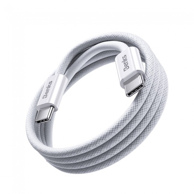 Benks D46 Type-C to Type-C PD 3.0 Örgülü Şarj ve Data Kablosu 60W 1 Metre Benks D46 Type-C to Type-C PD 3.0 Örgülü Şarj ve Data Kablosu 60W 1 Metre