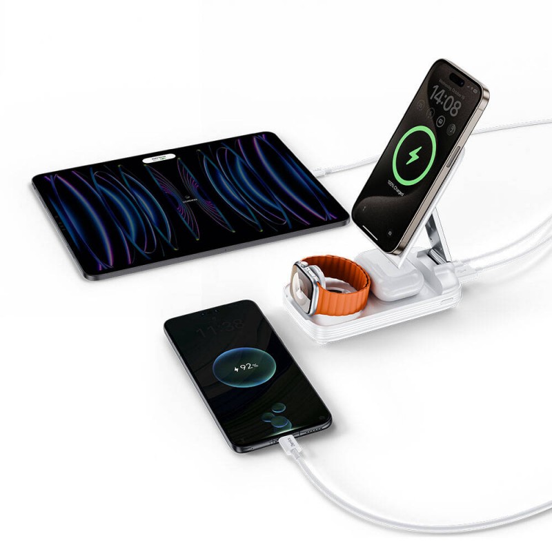 Bal-z Benks MP13 5in1 Dijital LED Göstergeli Katlanabilir Kablosuz Şarj Standlı Powerbank 15W 10000mAh