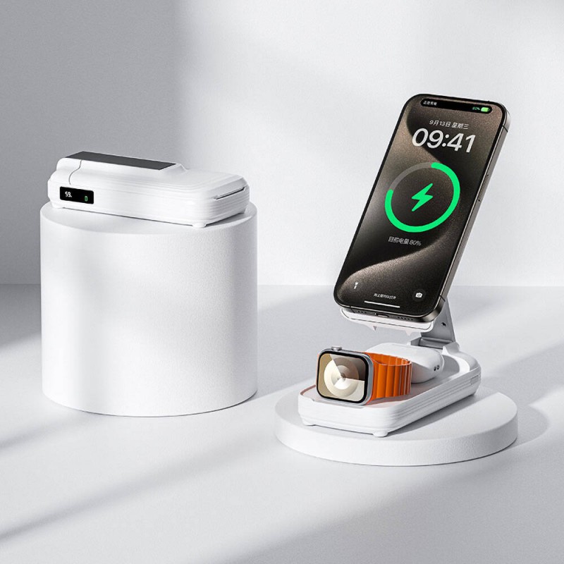 Bal-z Benks MP13 5in1 Dijital LED Göstergeli Katlanabilir Kablosuz Şarj Standlı Powerbank 15W 10000mAh