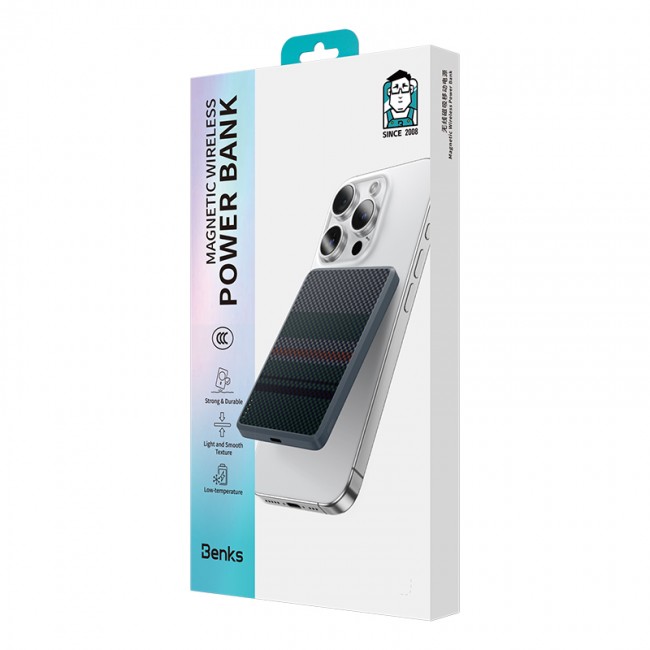Benks MP15 ArmorGo M-safe Şarj Özellikli Ultra İnce Aurora Serisi Aramid Fiber Powerbank 15W 5000mAh Benks MP15 ArmorGo M-safe Şarj Özellikli Ultra İnce Aurora Serisi Aramid Fiber Powerbank 15W 5000mAh