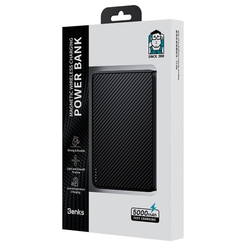 Bal-z Benks MP15 ArmorGo M-safe Şarj Özellikli Ultra İnce 600D Aramid Fiber Powerbank 15W 5000mAh