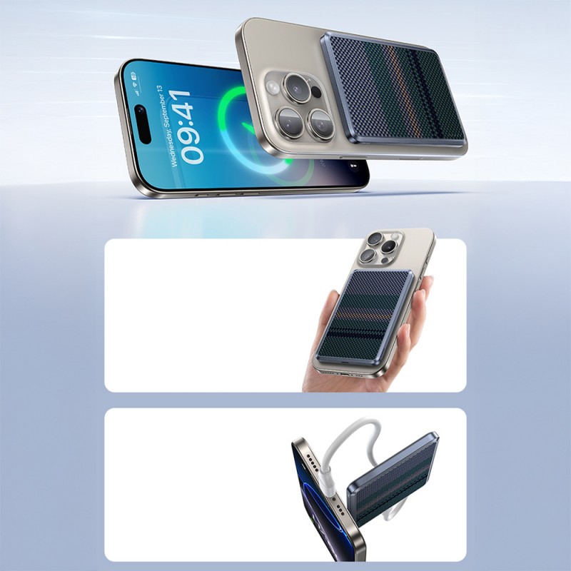 Bal-z Benks MP16 ArmorGo M-safe Şarj Özellikli Ultra İnce Aurora Serisi Aramid Fiber Powerbank 15W 10000mAh