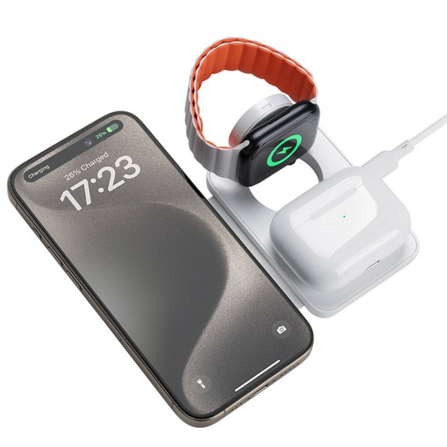 Benks W12-01 Telefon&Akıllı Saat&Kulaklık İçin 15W 3in1 Katlanabilir Magnetik Kablosuz Şarj Standı Benks W12-01 Telefon&Akıllı Saat&Kulaklık İçin 15W 3in1 Katlanabilir Magnetik Kablosuz Şarj Standı