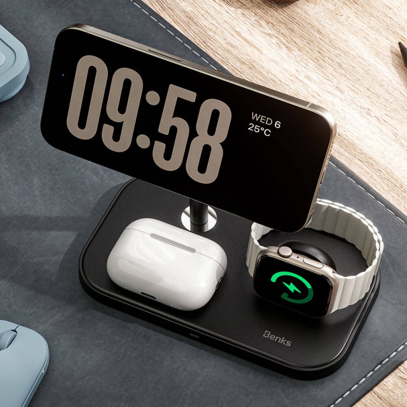 Bal-z Benks W16 3in1 Telefon&Akıllı Saat&Kulaklık Kablosuz Şarj Standı