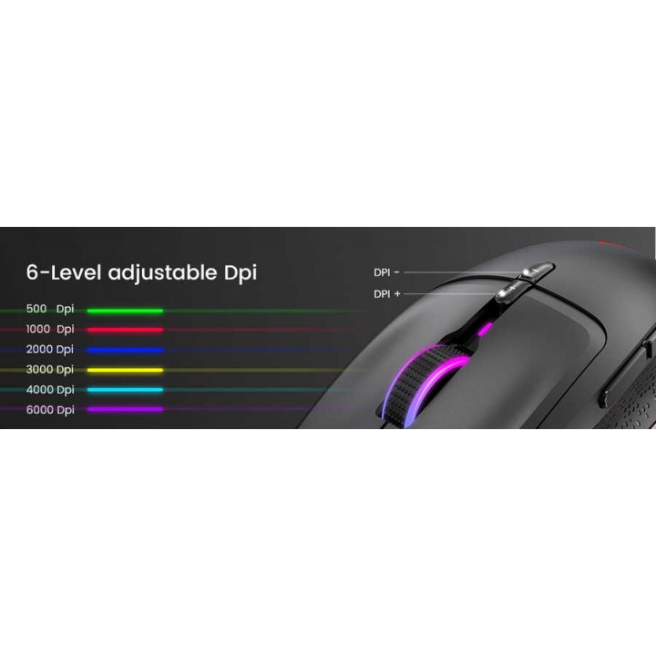 Eksa EM600 Kablolu 12 Modlu RGB Işıklı Oyuncu Mouse 12000 DPI