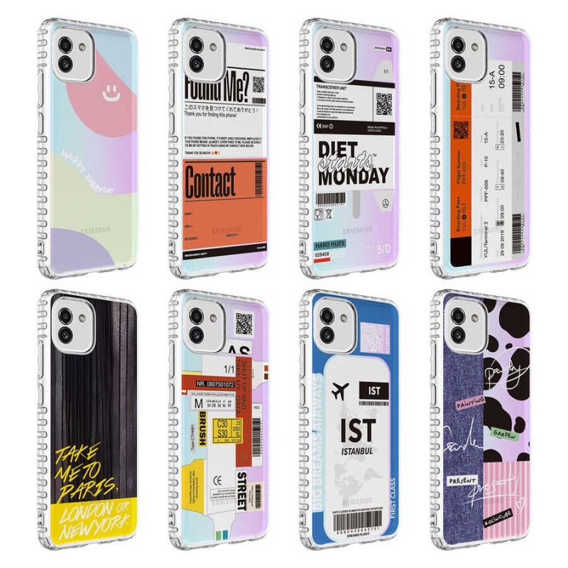 Bal-z Galaxy A03 Kılıf Airbag Kenarlı Renkli Desenli Silikon  Elegans Kapak