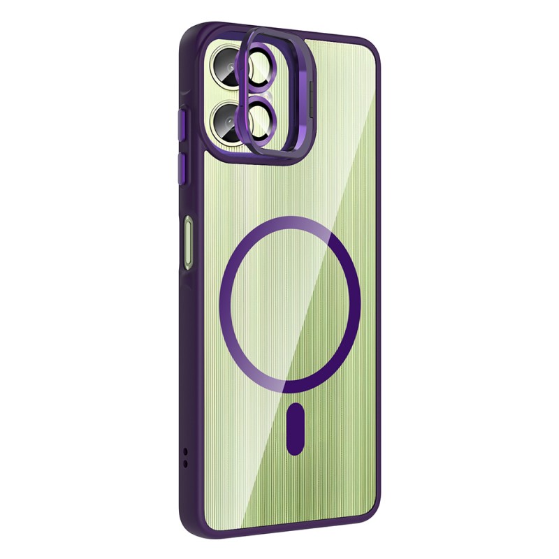 Bal-z Galaxy A06 Kılıf Standlı ve Kamera Lens Hediyeli M-Safe Şarj Özellikli Zore Etro Kapak