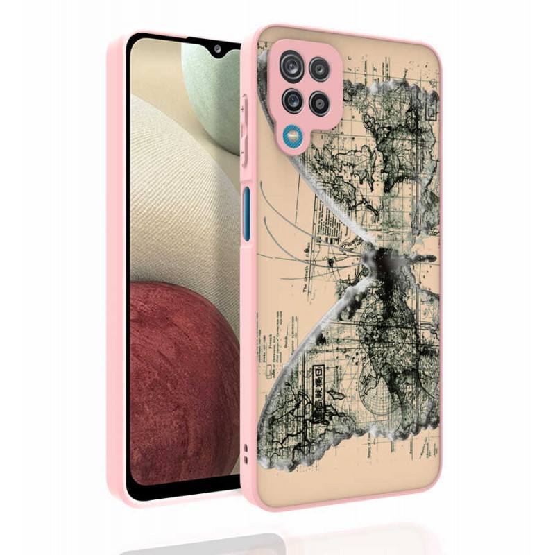 Bal-z Galaxy A12 Kılıf Desenli Kamera Korumalı Parlak  Nora Kapak