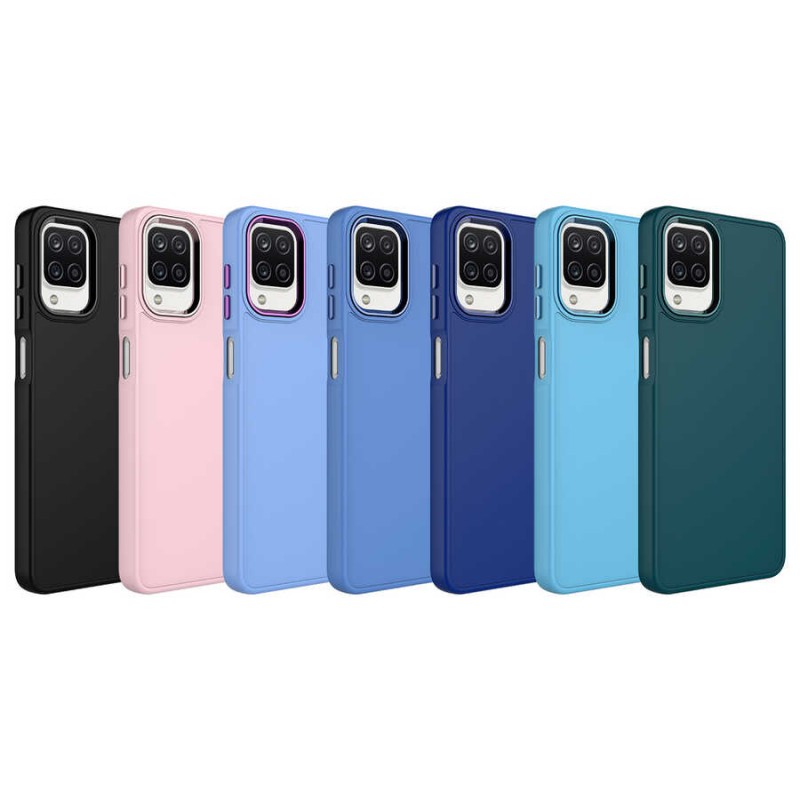 Bal-z Galaxy A12 Kılıf Metal Çerçeve ve Buton Tasarımlı Silikon  Luna Kapak