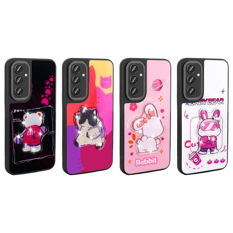 Bal-z Galaxy A14 Kılıf Parlayan Kabartmalı İkonik Figürlü  Amas Silikon Kapak