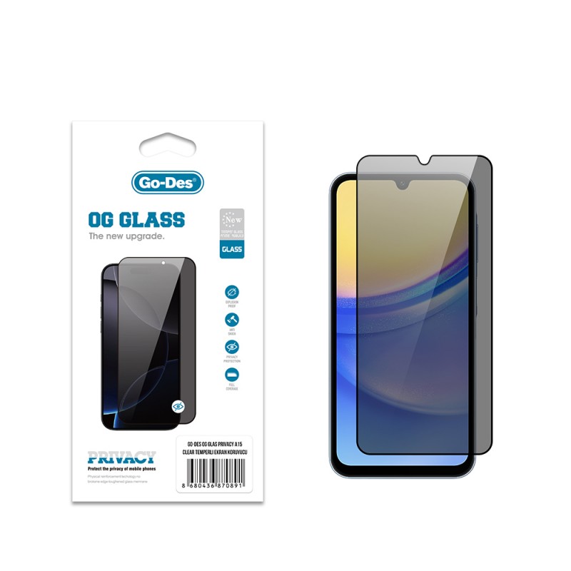 Bal-z Galaxy A15 Go Des OG Glass Privacy Antistatik Temperli Cam Ekran Koruyucu
