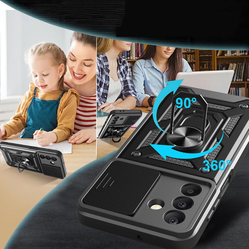 Bal-z Galaxy A17 Kılıf Magnetik Standlı Kamera Korumalı  Sürgülü Vega Kapak