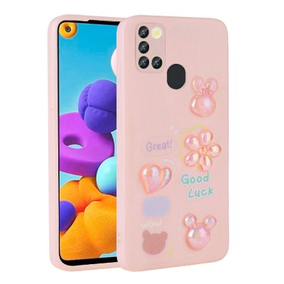 Bal-z Galaxy A21S Kılıf Kabartma Figürlü Parlak  Toys Silikon Kapak