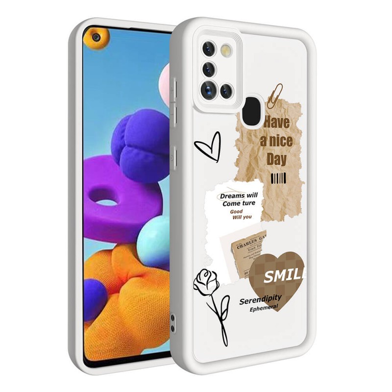 Bal-z Galaxy A21S Kılıf Kamera Korumalı Baskılı Arka Yüzey  Klas Kapak