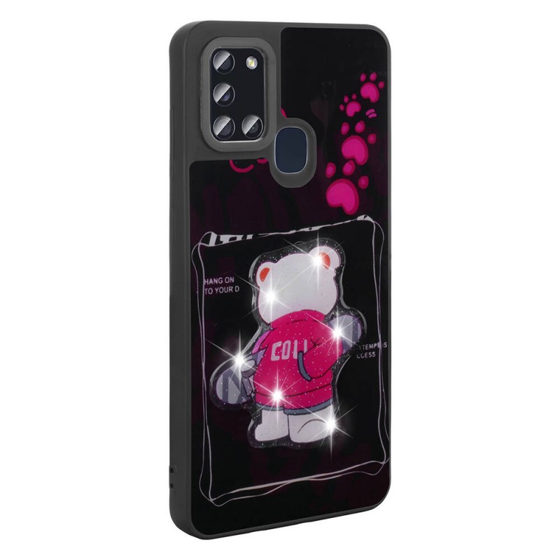 Bal-z Galaxy A21S Kılıf Parlayan Kabartmalı İkonik Figürlü  Amas Silikon Kapak