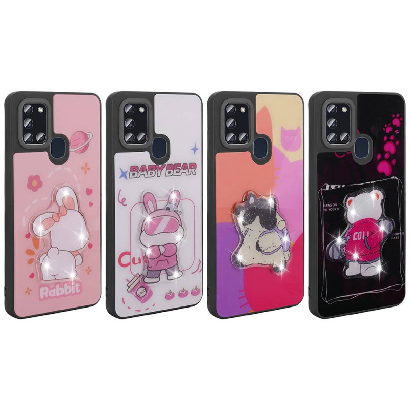 Bal-z Galaxy A21S Kılıf Parlayan Kabartmalı İkonik Figürlü  Amas Silikon Kapak