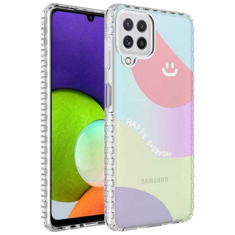 Bal-z Galaxy A22 4G Kılıf Airbag Kenarlı Renkli Desenli Silikon  Elegans Kapak