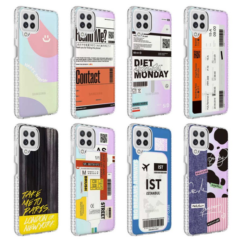 Bal-z Galaxy A22 4G Kılıf Airbag Kenarlı Renkli Desenli Silikon  Elegans Kapak