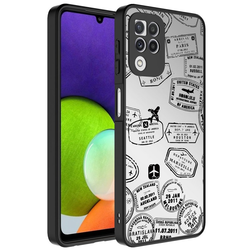 Bal-z Galaxy A22 4G Kılıf Aynalı Desenli Kamera Korumalı Parlak  Mirror Kapak