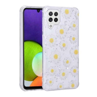 Bal-z Galaxy A22 4G Kılıf Simli Desenli Kamera Korumalı Parlak  Popy Kapak