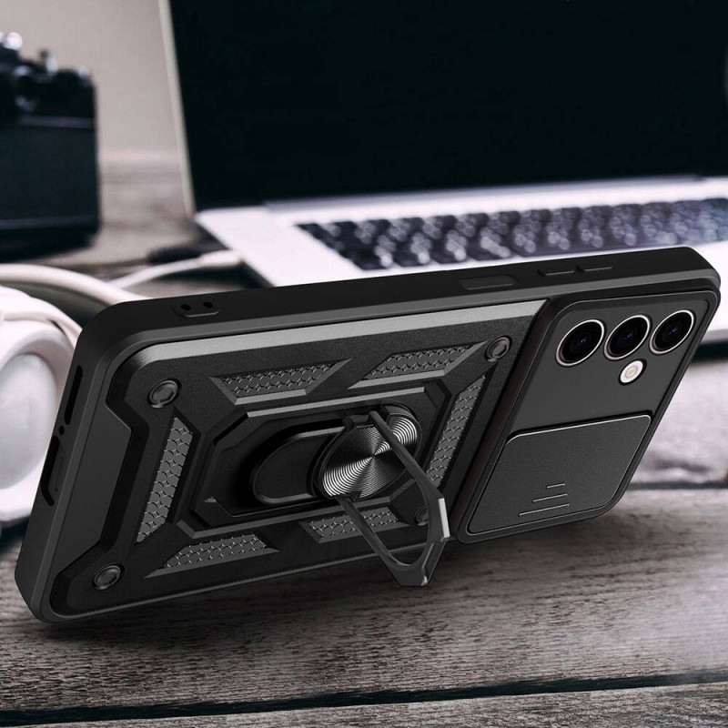 Bal-z Galaxy A24 Kılıf Magnetik Standlı Kamera Korumalı  Sürgülü Vega Kapak