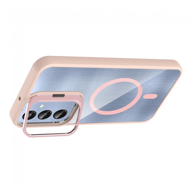 Galaxy A25 Kılıf Standlı ve Kamera Lens Hediyeli M-Safe Şarj Özellikli Zore Etro Kapak
