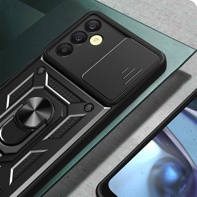 Galaxy A25 Kılıf Magnetik Standlı Kamera Korumalı Zore Sürgülü Vega Kapak