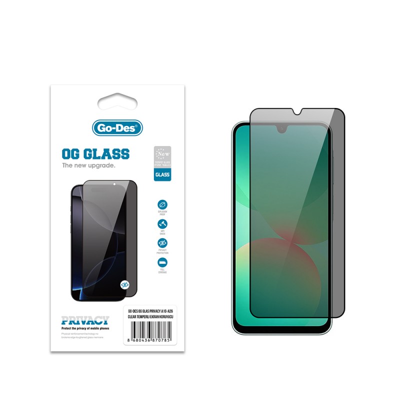 Bal-z Galaxy A26 Go Des OG Glass Privacy Antistatik Temperli Cam Ekran Koruyucu
