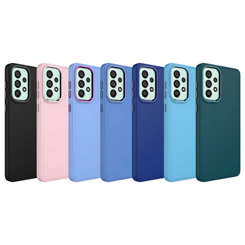 Bal-z Galaxy A32 4G Kılıf Metal Çerçeve ve Buton Tasarımlı Silikon  Luna Kapak