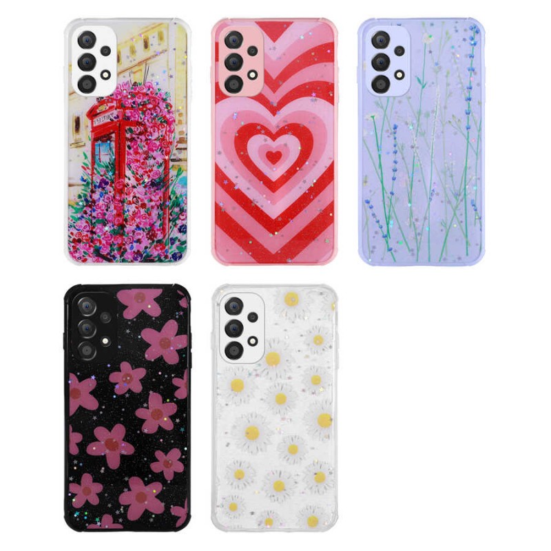 Bal-z Galaxy A32 4G Kılıf Simli Desenli Kamera Korumalı Parlak  Popy Kapak
