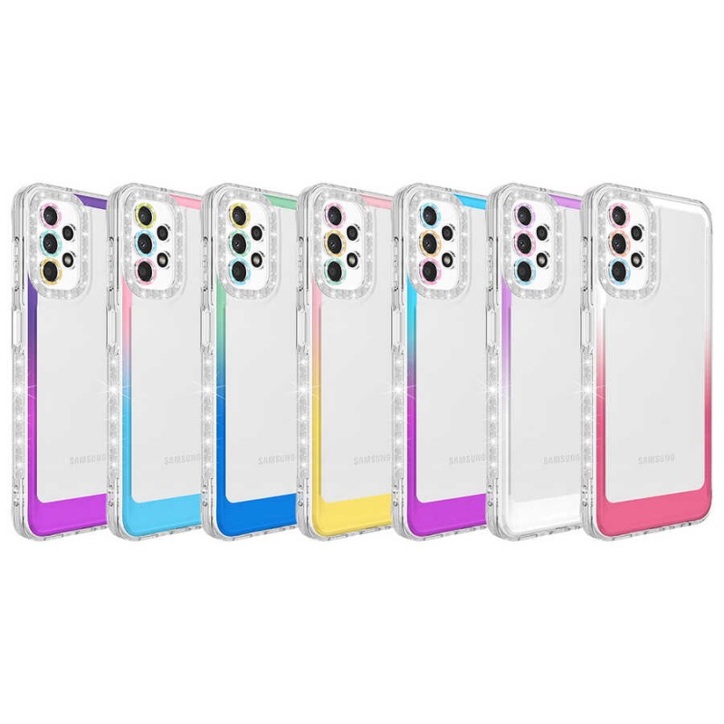 Bal-z Galaxy A32 4G Kılıf Simli ve Renk Geçiş Tasarımlı Lens Korumalı  Park Kapak