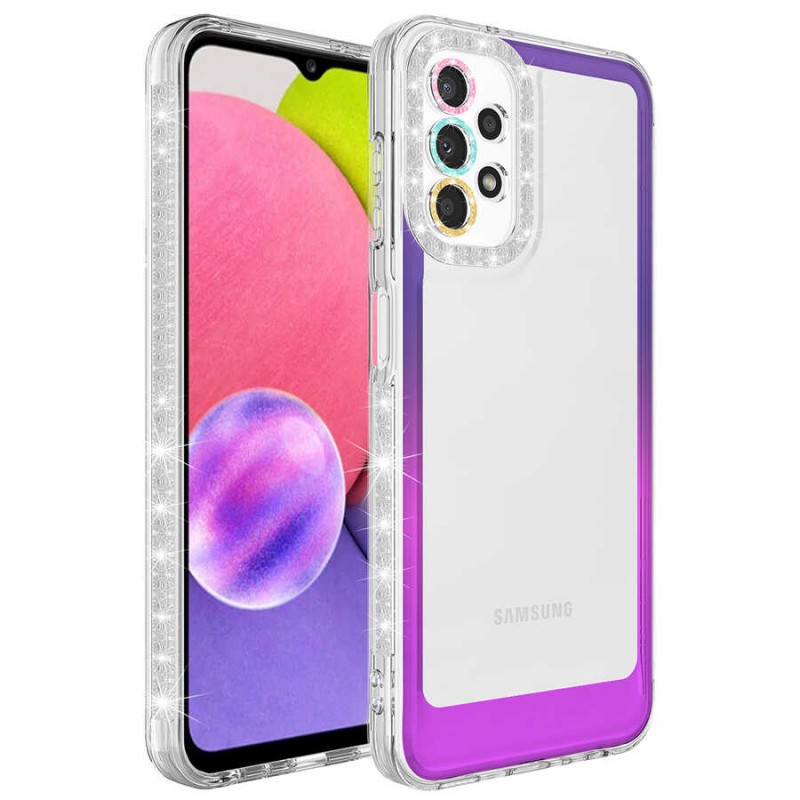 Bal-z Galaxy A33 5G Kılıf Simli ve Renk Geçiş Tasarımlı Lens Korumalı  Park Kapak