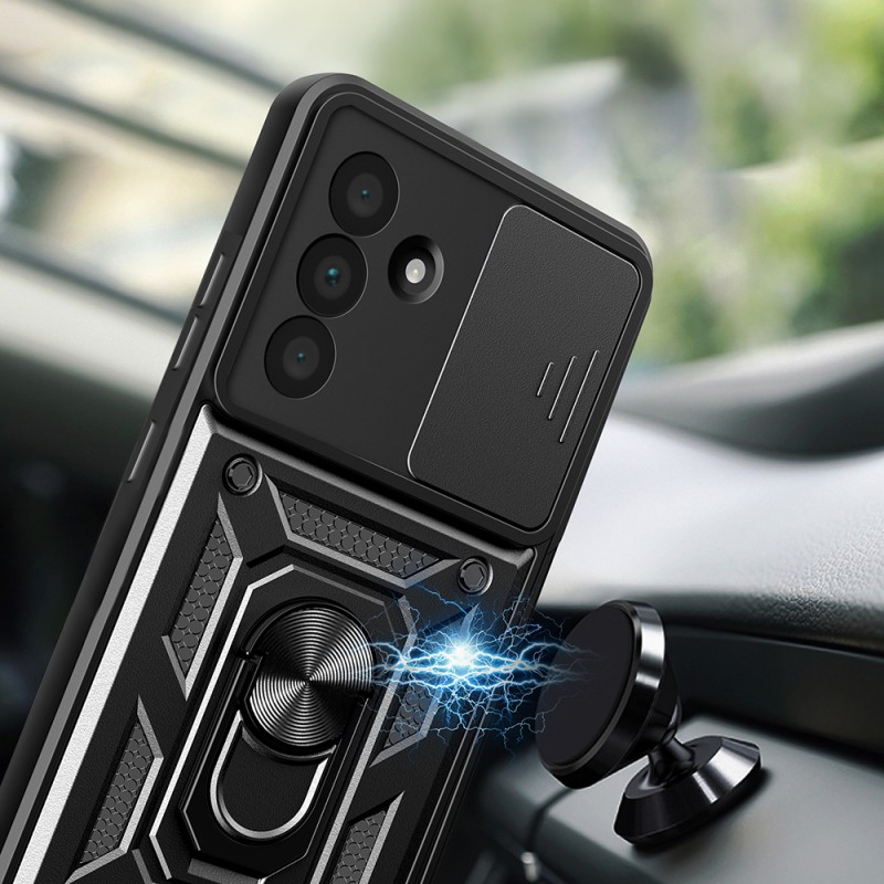 Bal-z Galaxy A36 Kılıf Magnetik Standlı Kamera Korumalı  Sürgülü Vega Kapak