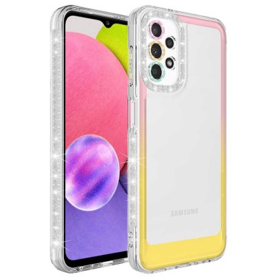 Bal-z Galaxy A52 Kılıf Simli ve Renk Geçiş Tasarımlı Lens Korumalı  Park Kapak