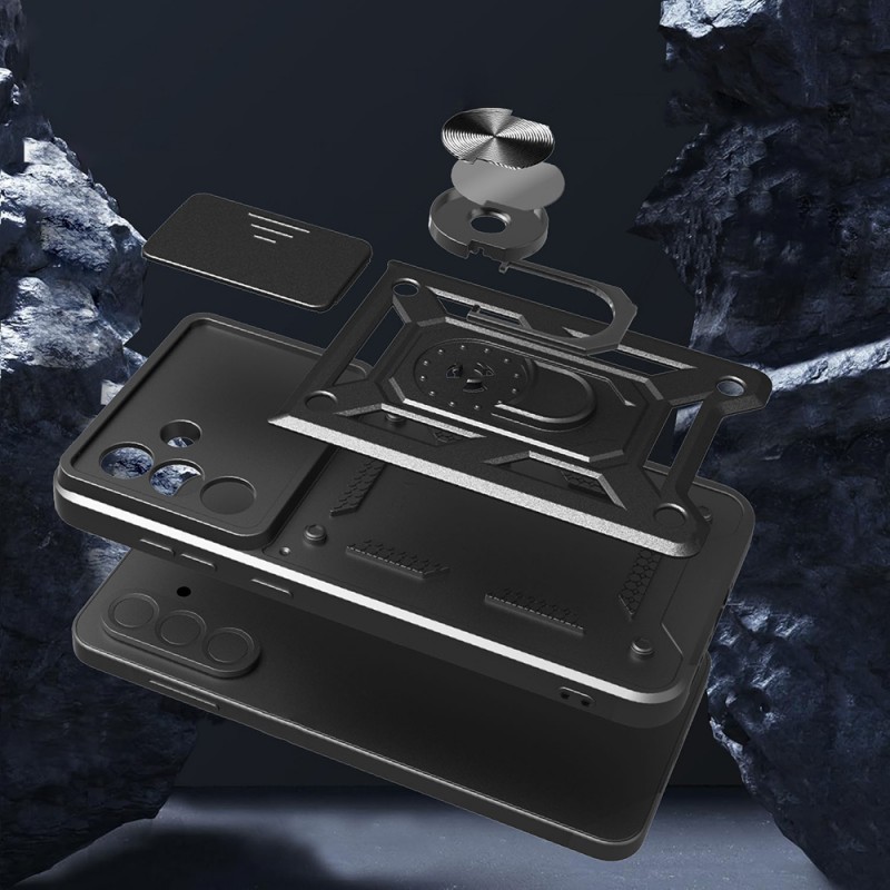 Bal-z Galaxy A56 Kılıf Magnetik Standlı Kamera Korumalı  Sürgülü Vega Kapak