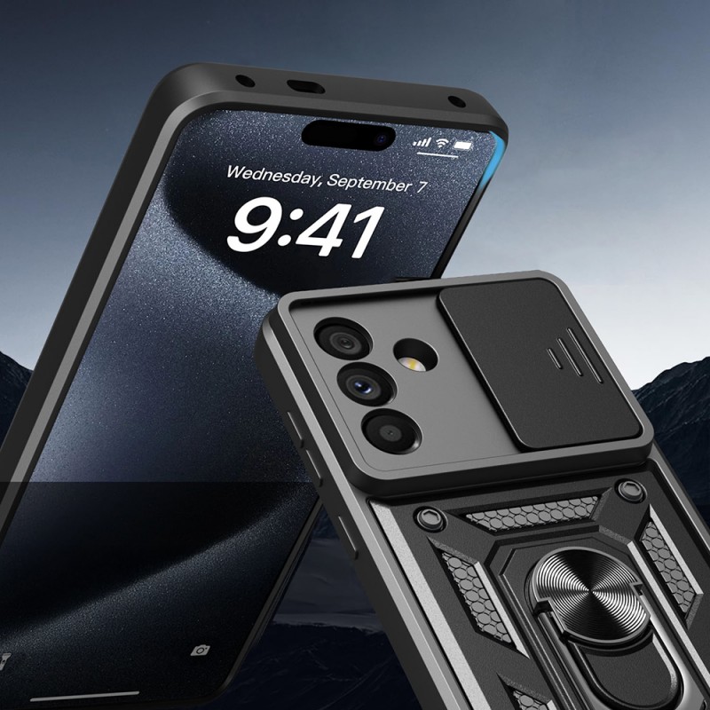 Bal-z Galaxy A56 Kılıf Magnetik Standlı Kamera Korumalı  Sürgülü Vega Kapak