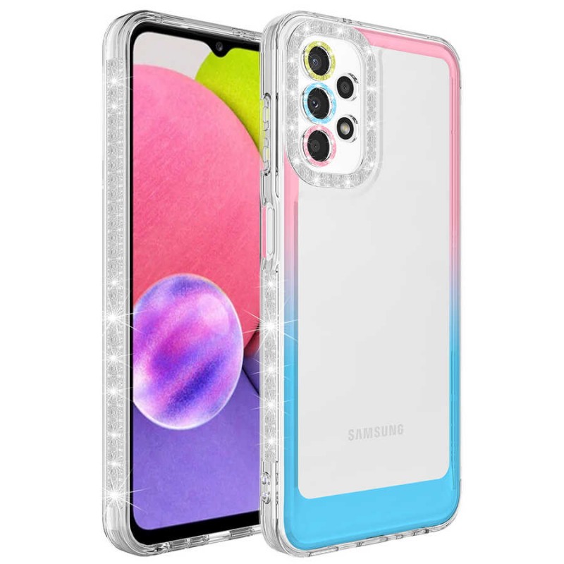 Bal-z Galaxy A73 Kılıf Simli ve Renk Geçiş Tasarımlı Lens Korumalı  Park Kapak