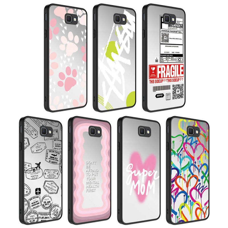 Bal-z Galaxy J7 Prime Kılıf Aynalı Desenli Kamera Korumalı Parlak  Mirror Kapak