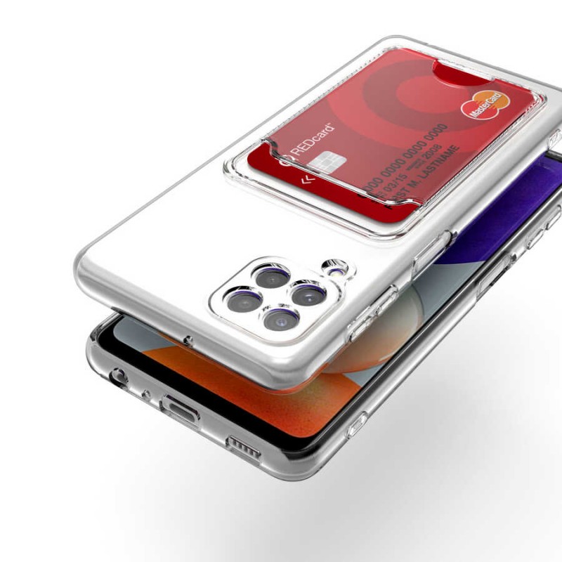 Bal-z Galaxy M12 Kılıf Kartlıklı Şeffaf  Setra Clear Silikon Kapak